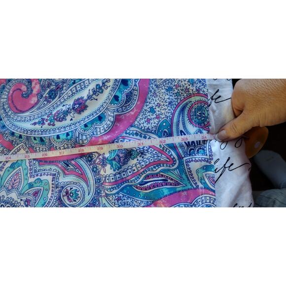 Cynthia Rowley Women's Size Small Floral Paisley Blue and Pink Long Sleeve Dress - Picture 5 of 8